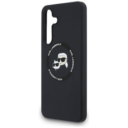 MagSafe hoesje voor Samsung Galaxy S25 FE, Karl Lagerfeld, Silicone Karl & Choupette's Heads, Zwart