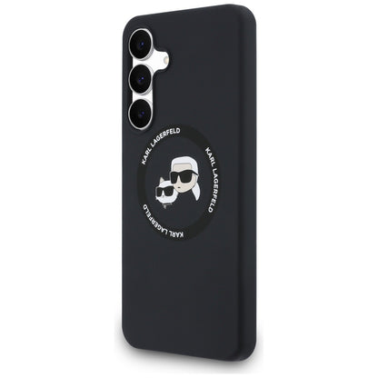 MagSafe hoesje voor Samsung Galaxy S25 FE, Karl Lagerfeld, Silicone Karl & Choupette's Heads, Zwart