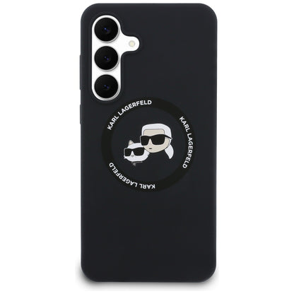 MagSafe hoesje voor Samsung Galaxy S25 FE, Karl Lagerfeld, Silicone Karl & Choupette's Heads, Zwart