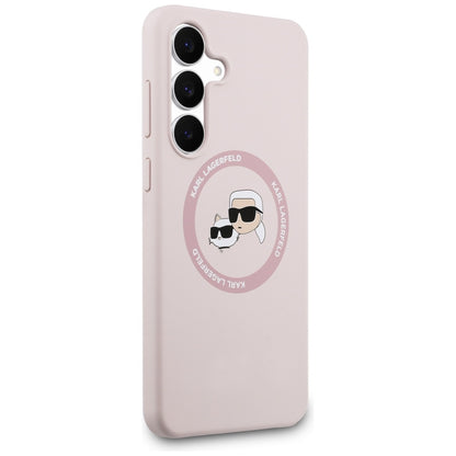 MagSafe Case for Samsung Galaxy S25 FE, Karl Lagerfeld, Silicone Karl & Choupette's Heads, Pink