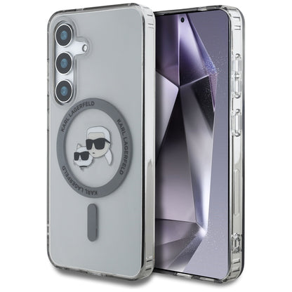 MagSafe hoesje voor Samsung Galaxy S25+ S936, Karl Lagerfeld, IML Metal Karl & Choupette's Heads, Zwart