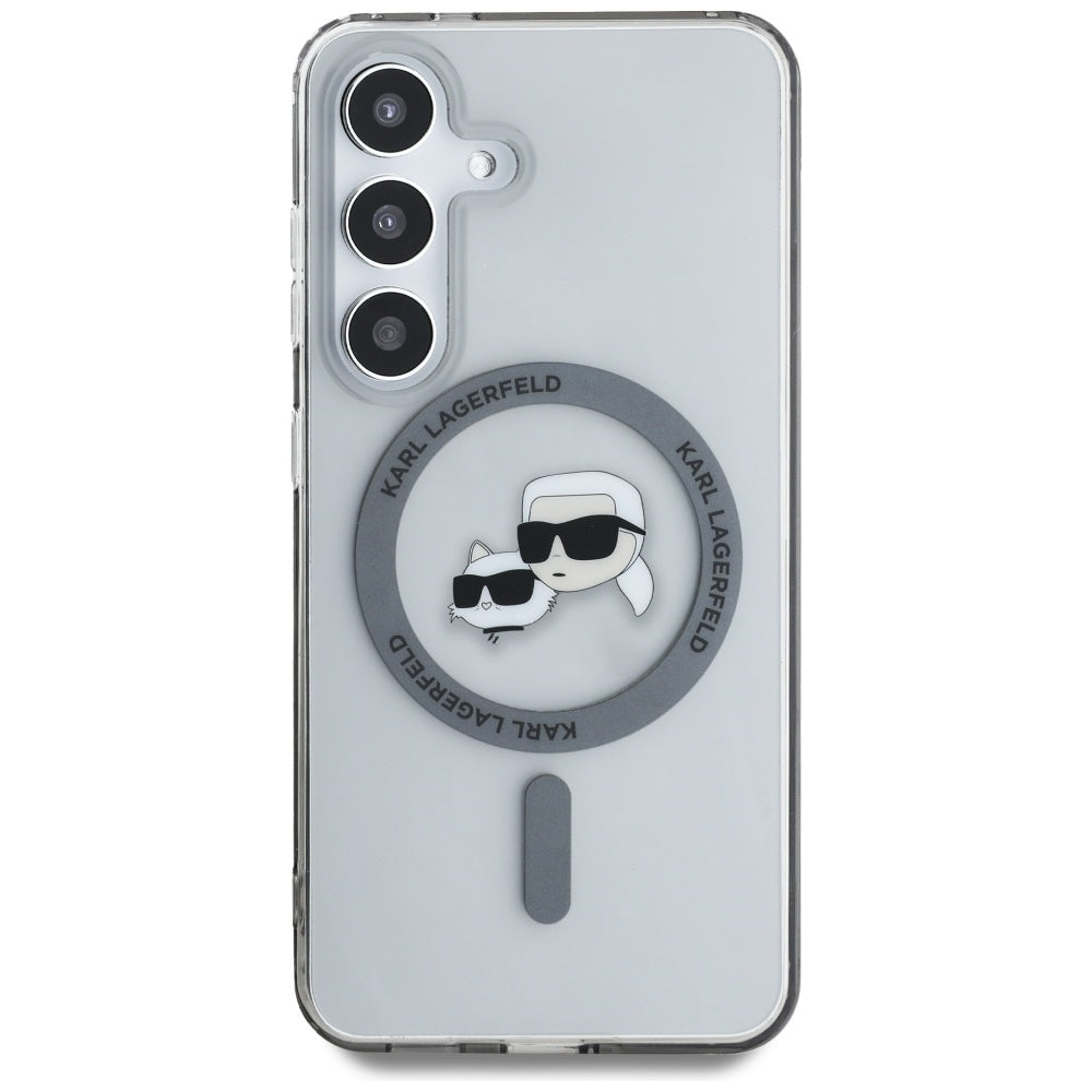 MagSafe hoesje voor Samsung Galaxy S25+ S936, Karl Lagerfeld, IML Metal Karl & Choupette's Heads, Zwart