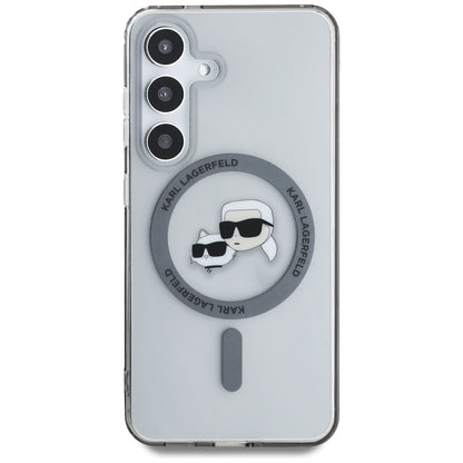 MagSafe hoesje voor Samsung Galaxy S25+ S936, Karl Lagerfeld, IML Metal Karl & Choupette's Heads, Zwart