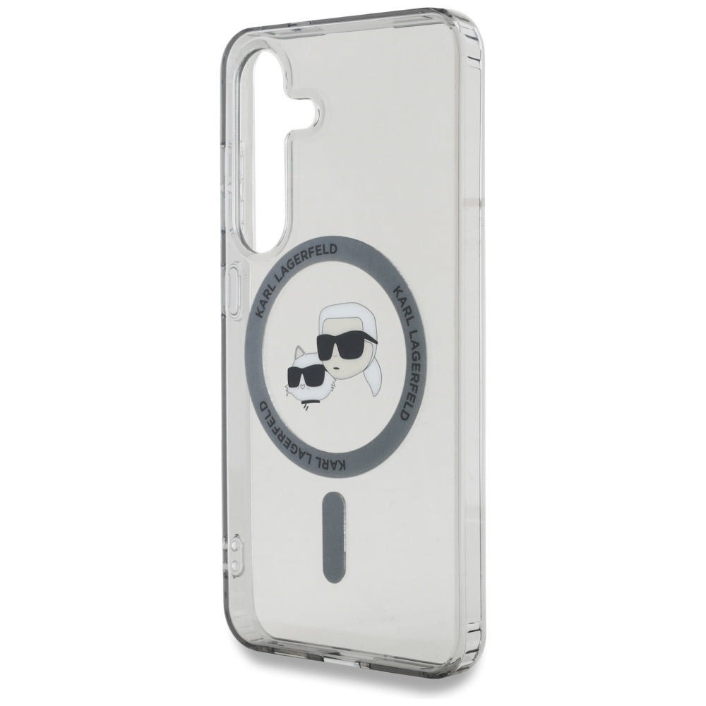 MagSafe hoesje voor Samsung Galaxy S25+ S936, Karl Lagerfeld, IML Metal Karl & Choupette's Heads, Zwart