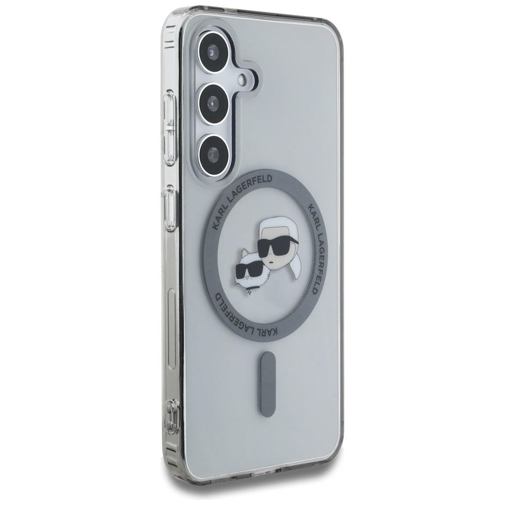 MagSafe hoesje voor Samsung Galaxy S25+ S936, Karl Lagerfeld, IML Metal Karl & Choupette's Heads, Zwart