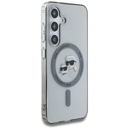 MagSafe hoesje voor Samsung Galaxy S25+ S936, Karl Lagerfeld, IML Metal Karl & Choupette's Heads, Zwart