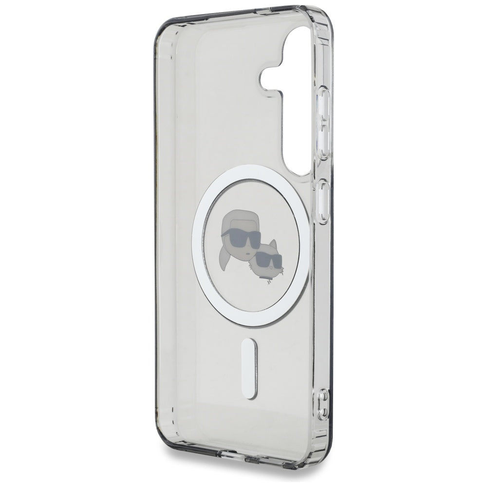 MagSafe hoesje voor Samsung Galaxy S25+ S936, Karl Lagerfeld, IML Metal Karl & Choupette's Heads, Zwart