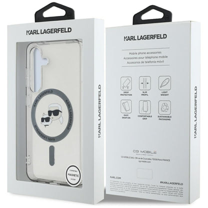 MagSafe hoesje voor Samsung Galaxy S25+ S936, Karl Lagerfeld, IML Metal Karl & Choupette's Heads, Zwart