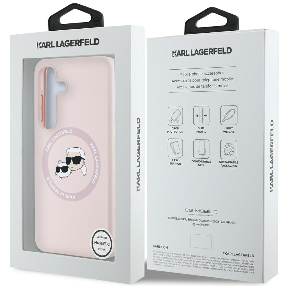 MagSafe hoesje voor Samsung Galaxy S25+ S936, Karl Lagerfeld, Silicone Double Heads, Roze