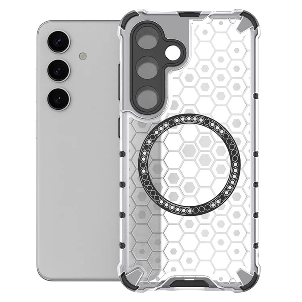 MagSafe-hoes voor Samsung Galaxy S25+ S936, Techsuit, HoneyComb Shield, Wit