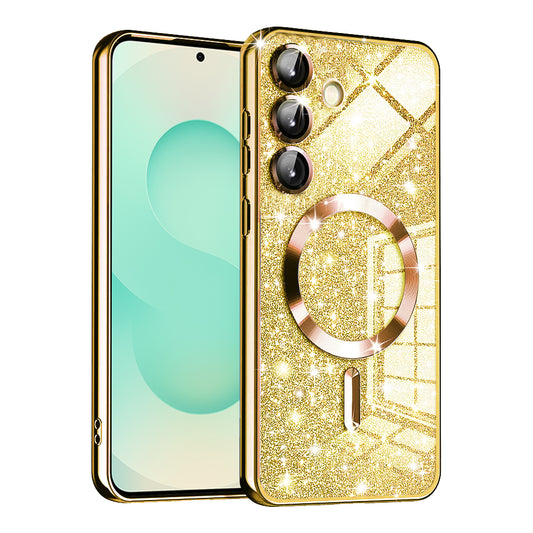 MagSafe-hoesje voor Samsung Galaxy S25+ S936, Techsuit, Luxury Glitter, Goudkleurig