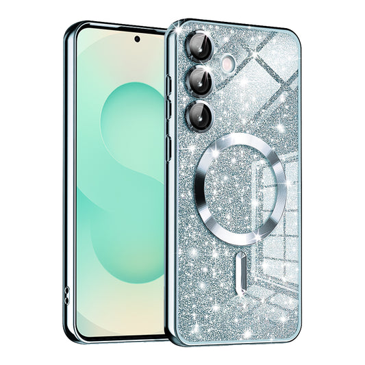 MagSafe-hoes voor Samsung Galaxy S25+ S936, Techsuit, Luxury Glitter, Blauw