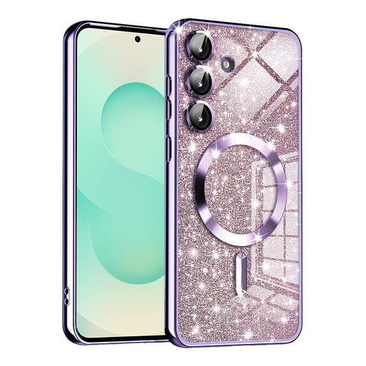 MagSafe-hoesje voor Samsung Galaxy S25+ S936, Techsuit, Luxury Glitter, Lichtpaars