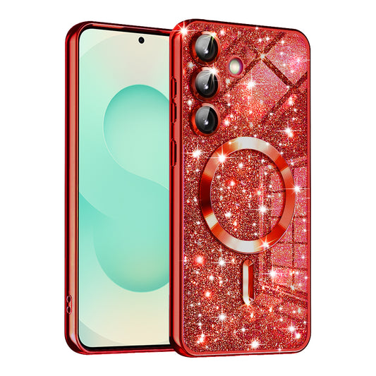 MagSafe-hoes voor Samsung Galaxy S25+ S936, Techsuit, Luxury Glitter, Rood