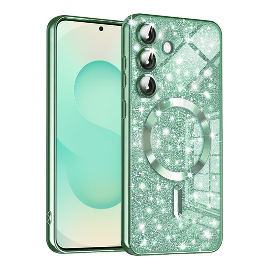 MagSafe-hoes voor Samsung Galaxy S25+ S936, Techsuit, Luxury Glitter, Lichtgroen