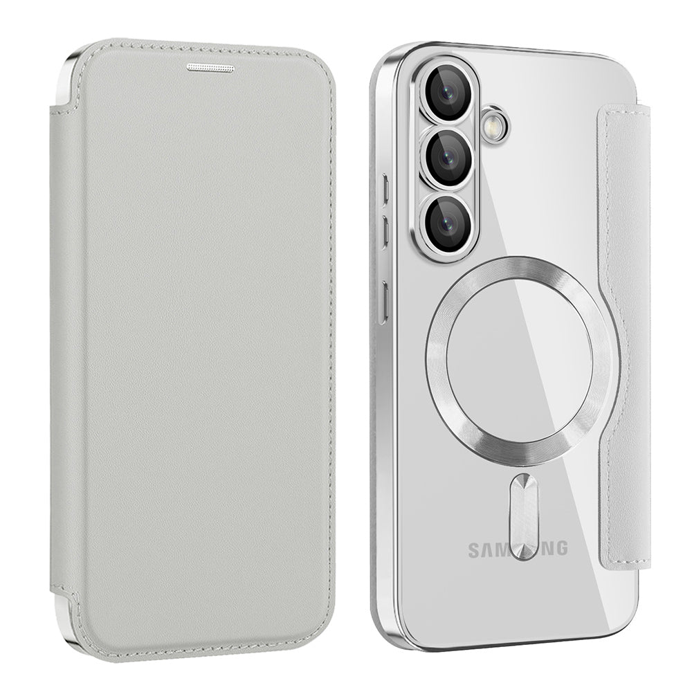 MagSafe-hoes voor Samsung Galaxy S25+ S936, Techsuit, SmartMag Book, Grijs