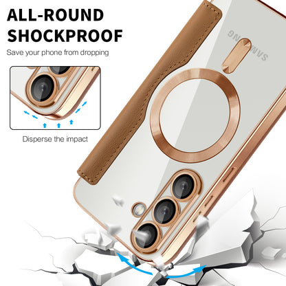 MagSafe-hoes voor Samsung Galaxy S25+ S936, Techsuit, SmartMag Book, Bruin