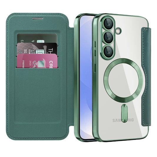 MagSafe-hoes voor Samsung Galaxy S25+ S936, Techsuit, SmartMag Book, Groen