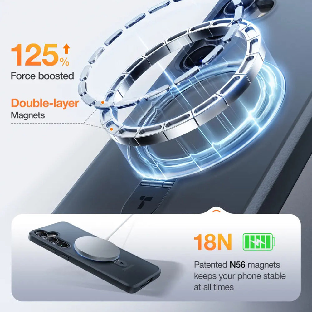 MagSafe hoes voor Samsung Galaxy S25+ S936, Torras, Ostand, Zwart