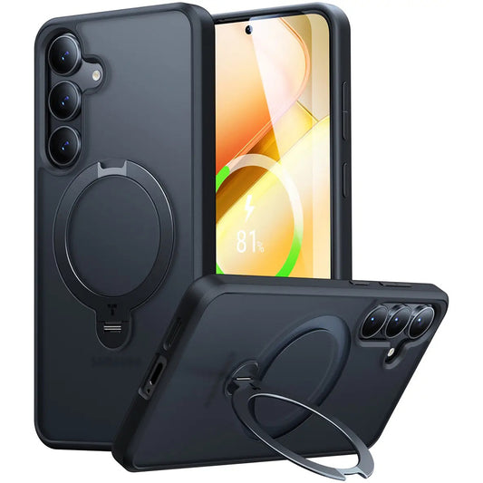 MagSafe hoes voor Samsung Galaxy S25+ S936, Torras, Ostand Spin, Zwart