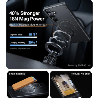 MagSafe hoes voor Samsung Galaxy S25+ S936, Torras, Ostand Spin, Zwart