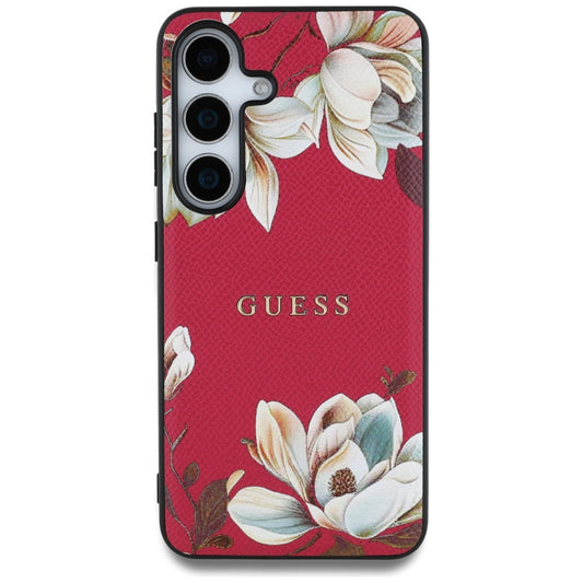 MagSafe hoes voor Samsung Galaxy S25 S931, Guess, Grained Flowers, Fuchsia