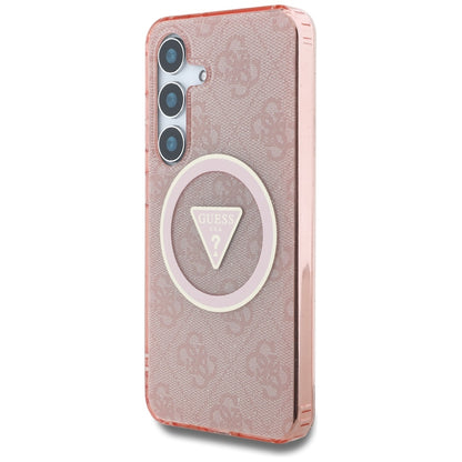 MagSafe hoesje voor Samsung Galaxy S25 S931, Guess, IML Glitter 4G Circle Triangle, Roze