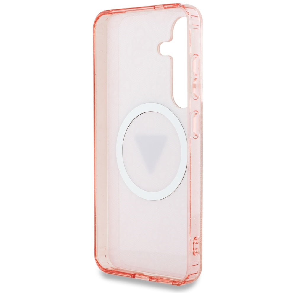 MagSafe hoesje voor Samsung Galaxy S25 S931, Guess, IML Glitter 4G Circle Triangle, Roze