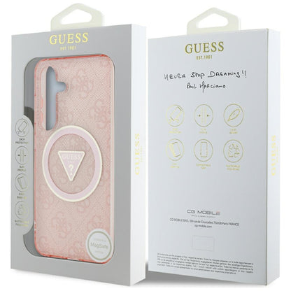 MagSafe hoesje voor Samsung Galaxy S25 S931, Guess, IML Glitter 4G Circle Triangle, Roze