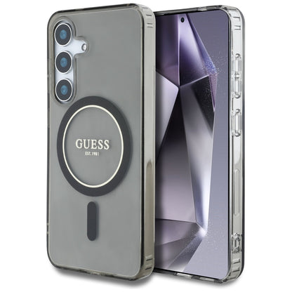 MagSafe hoesje voor Samsung Galaxy S25 S931, Guess, IML Glitter Circle, Zwart