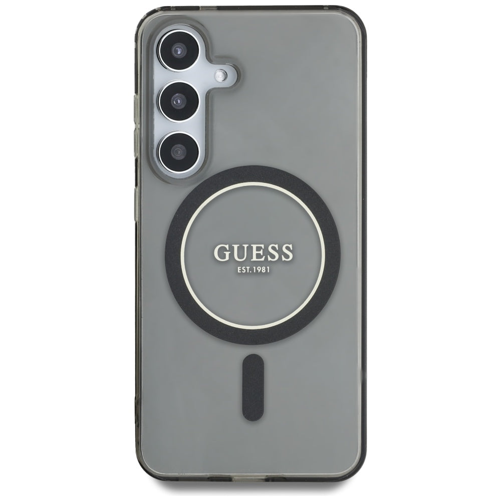 MagSafe hoesje voor Samsung Galaxy S25 S931, Guess, IML Glitter Circle, Zwart