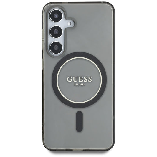 MagSafe hoesje voor Samsung Galaxy S25 S931, Guess, IML Glitter Circle, Zwart