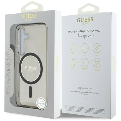 MagSafe hoesje voor Samsung Galaxy S25 S931, Guess, IML Glitter Circle, Zwart