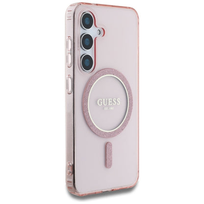 MagSafe hoesje voor Samsung Galaxy S25 S931, Guess, IML Glitter Circle, Roze