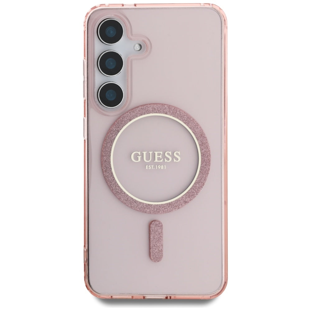 MagSafe hoesje voor Samsung Galaxy S25 S931, Guess, IML Glitter Circle, Roze