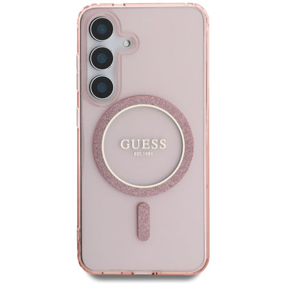 MagSafe hoesje voor Samsung Galaxy S25 S931, Guess, IML Glitter Circle, Roze
