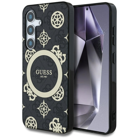 MagSafe hoesje voor Samsung Galaxy S25 S931, Guess, IML Peony On 4G Background, Zwart