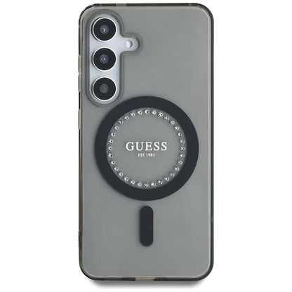 MagSafe hoesje voor Samsung Galaxy S25 S931, Guess, IML Rhinestone, Zwart