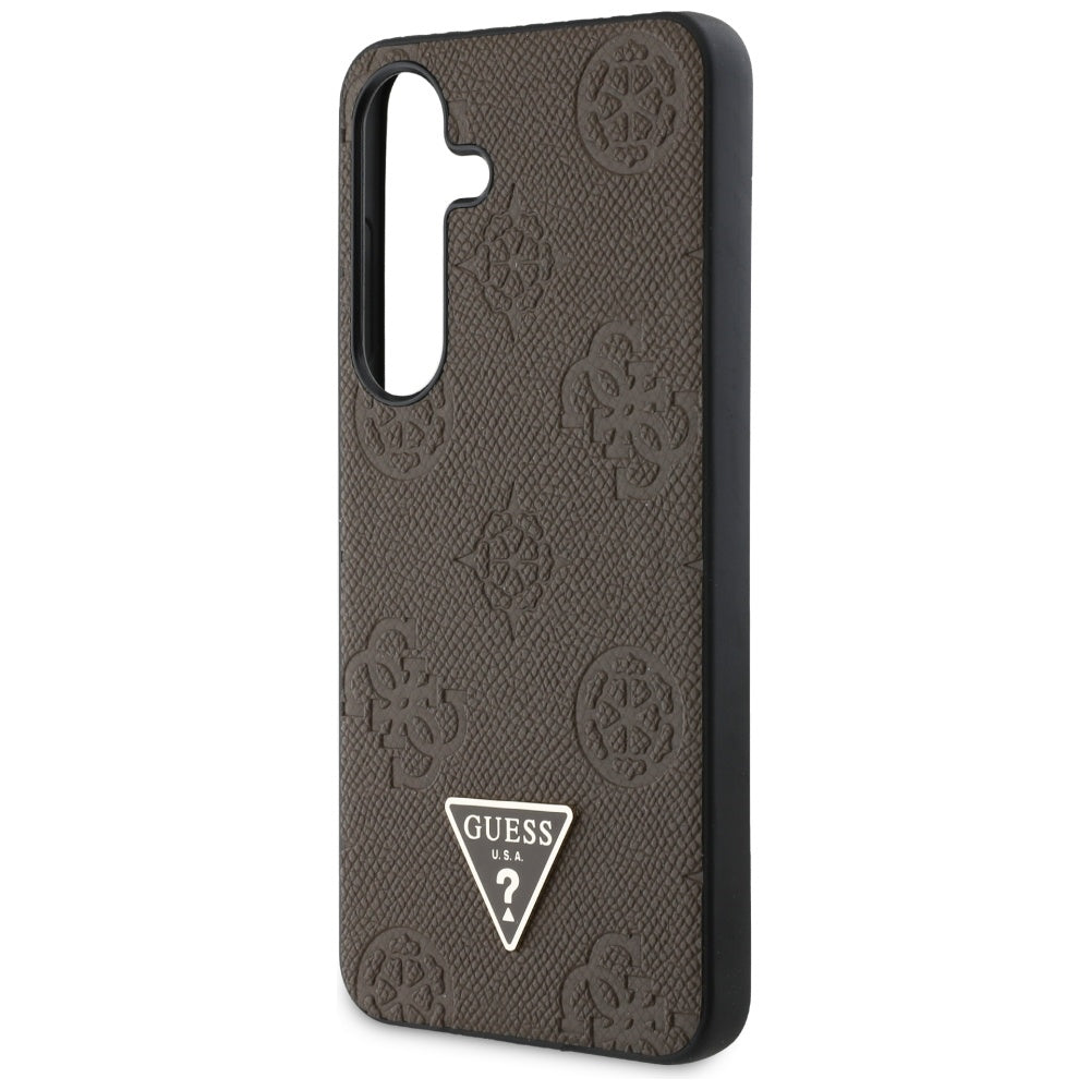 MagSafe Case for Samsung Galaxy S25 S931, Guess, Peony Grained Hot Stamp Triangle, Brown