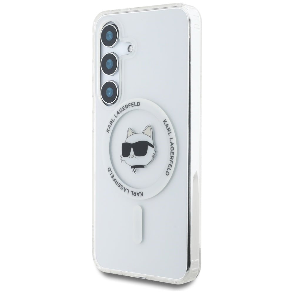 MagSafe hoesje voor Samsung Galaxy S25 S931, Karl Lagerfeld, IML Choupette's Head, Wit