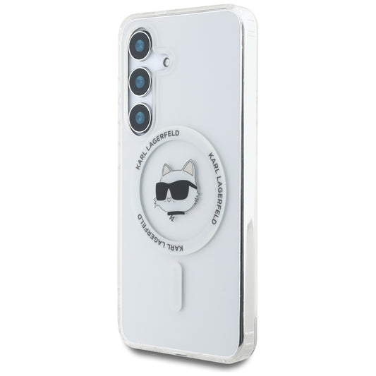 MagSafe hoesje voor Samsung Galaxy S25 S931, Karl Lagerfeld, IML Choupette's Head, Wit