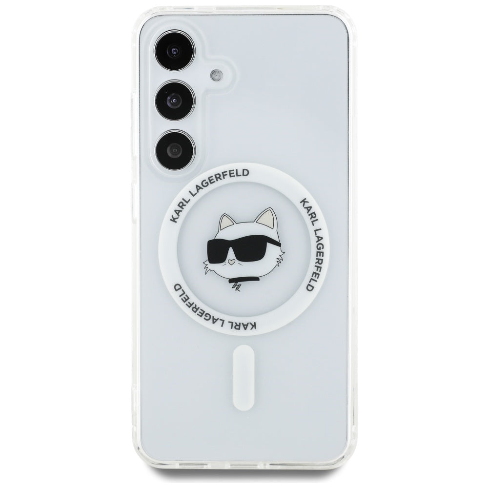 MagSafe hoesje voor Samsung Galaxy S25 S931, Karl Lagerfeld, IML Choupette's Head, Wit