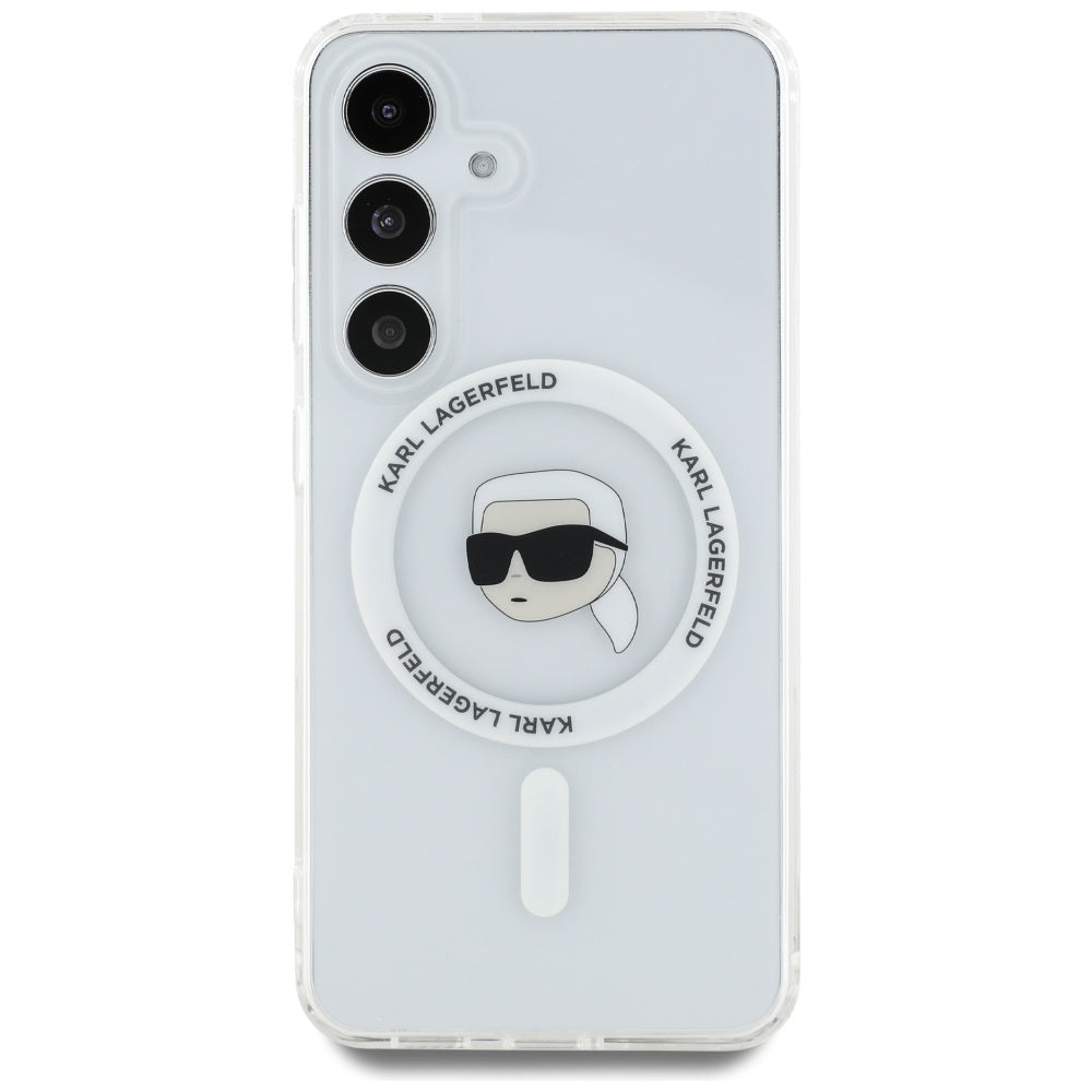 MagSafe hoesje voor Samsung Galaxy S25 S931, Karl Lagerfeld, IML Karl's Head, Wit
