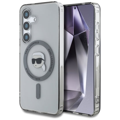 MagSafe hoesje voor Samsung Galaxy S25 S931, Karl Lagerfeld, IML Karl's Head, Zwart