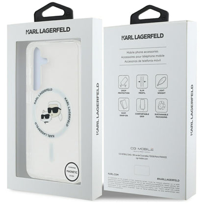 MagSafe hoes voor Samsung Galaxy S25 S931, Karl Lagerfeld, IML Metal Karl & Choupette's Heads, Wit
