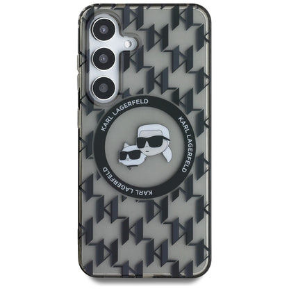 MagSafe hoesje voor Samsung Galaxy S25 S931, Karl Lagerfeld, IML Monogram Karl & Choupette's Heads, Zwart