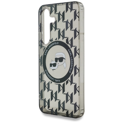 MagSafe hoesje voor Samsung Galaxy S25 S931, Karl Lagerfeld, IML Monogram Karl & Choupette's Heads, Zwart