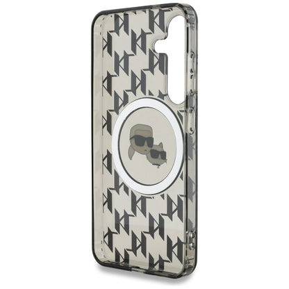 MagSafe hoesje voor Samsung Galaxy S25 S931, Karl Lagerfeld, IML Monogram Karl & Choupette's Heads, Zwart