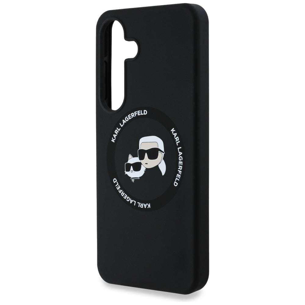 MagSafe hoesje voor Samsung Galaxy S25 S931, Karl Lagerfeld, Silicone Double Heads, Zwart