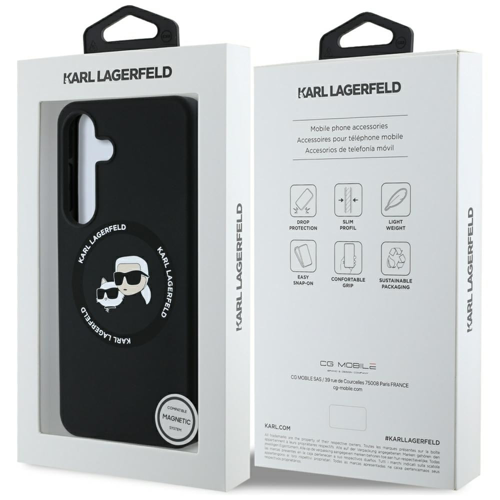 MagSafe hoesje voor Samsung Galaxy S25 S931, Karl Lagerfeld, Silicone Double Heads, Zwart